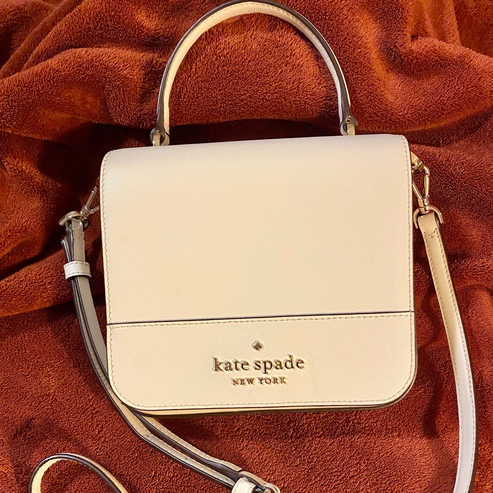 Kate Spade Staci Square Crossbody Saffiano Leather Parchment